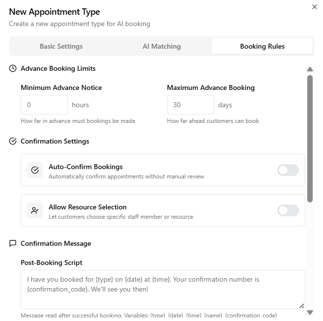 PhoneFlow Built-in Booking Platform